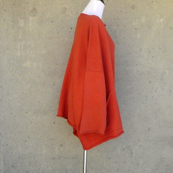 ESKANDAR cotton cardigan, one size, burnt orange, lagenlook, made in Scotland - Picture 5 of 10